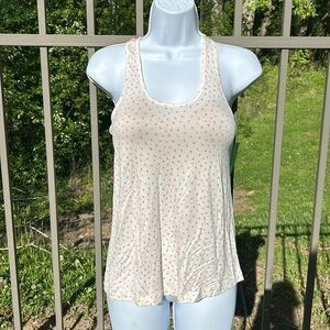 NWT Honeydew Intimates Peach & White Polkadots Lace Racerback PJ Top Size Small